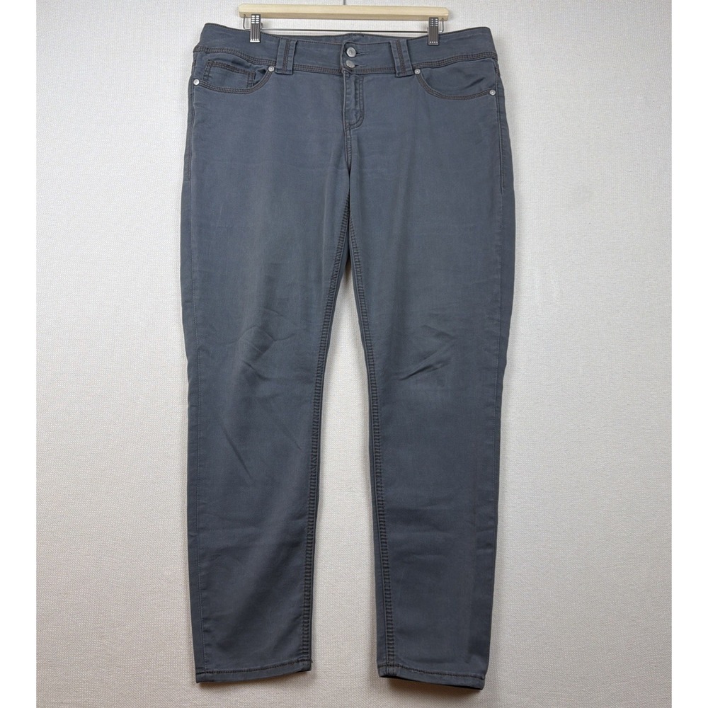 Seven 7 Legging Denim Pants Size 16 38x29 Gray Stretchy Embroidered Casual